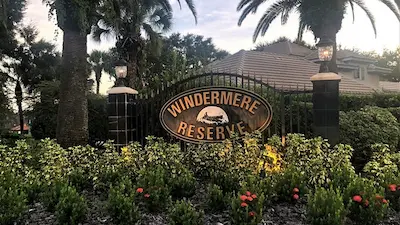 Windermere Reserve gated community entrance — HOA approved dumpster delivery